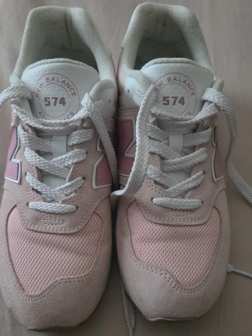 New Balance Kids Pink and White Lace-Up Sneakers